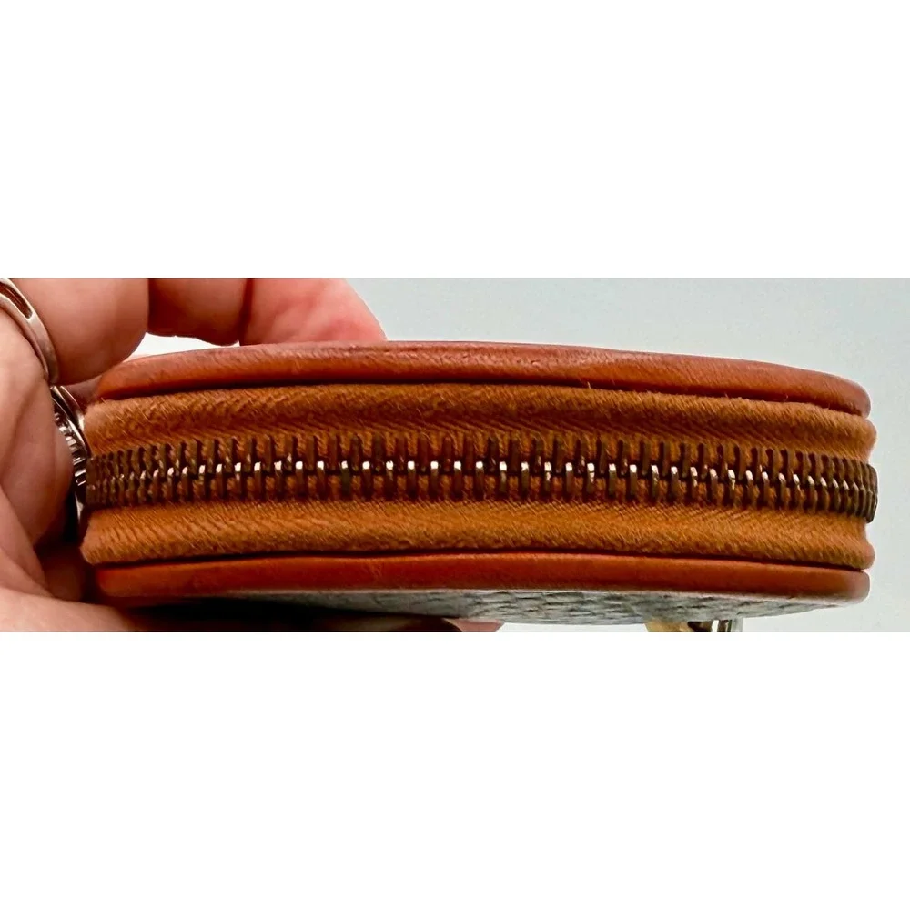 Dooney & Bourke Vintage All Weather Leather Round Coin Purse Green British Tan
